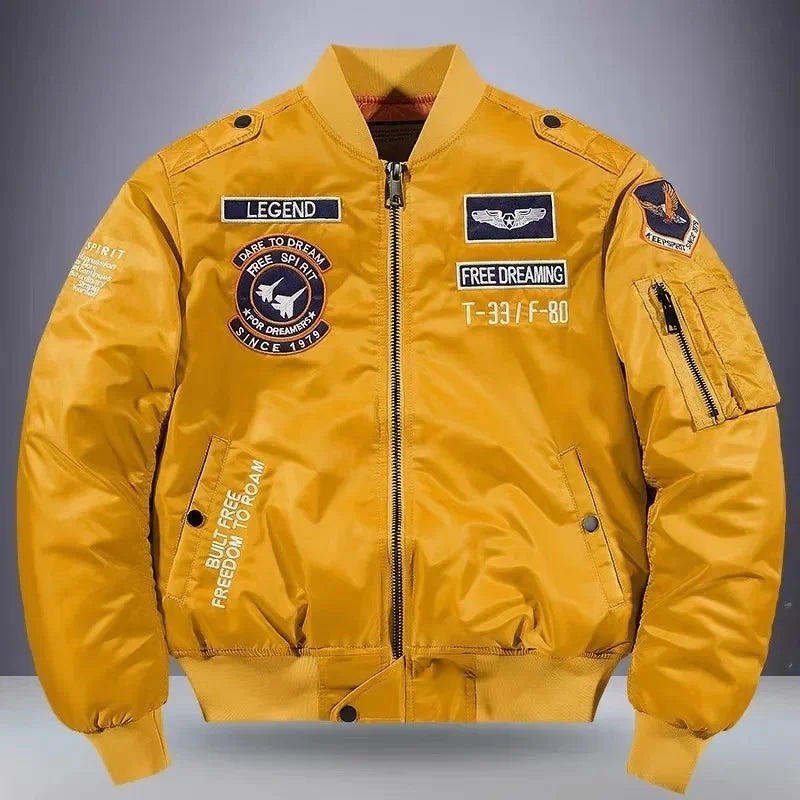 jackets Embroidered Flight Jacket for Men Loose neleeshop