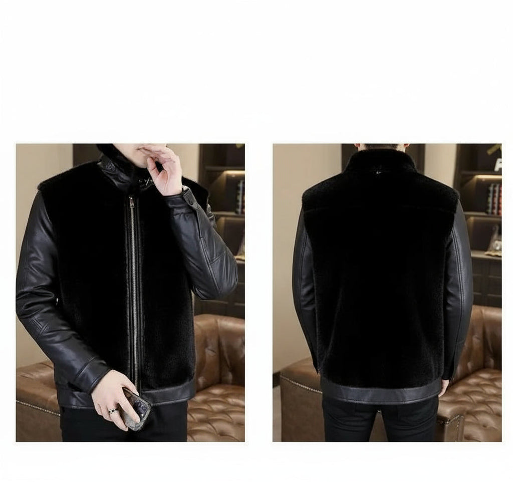 Winter  Fur Leather Jackets Men2024 neleeshop