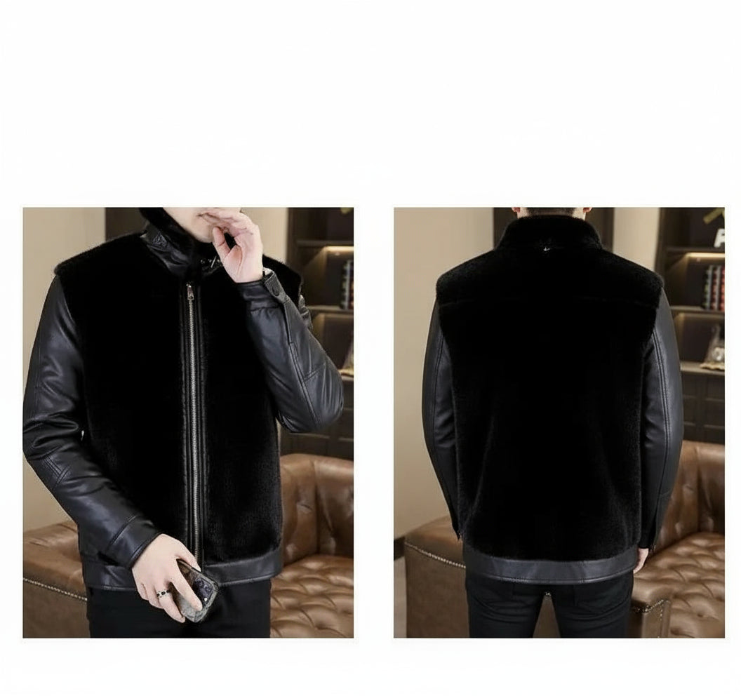 Winter  Fur Leather Jackets Men2024 neleeshop