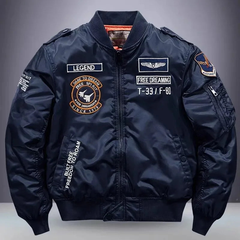 jackets Embroidered Flight Jacket for Men Loose neleeshop