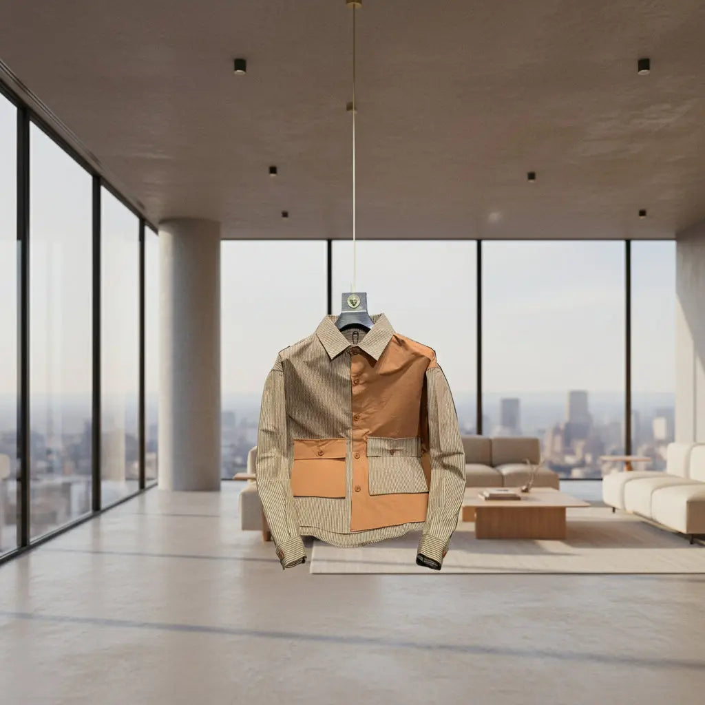 Men's Shirt with Color Blocking Trendy Fit Top neleeshop