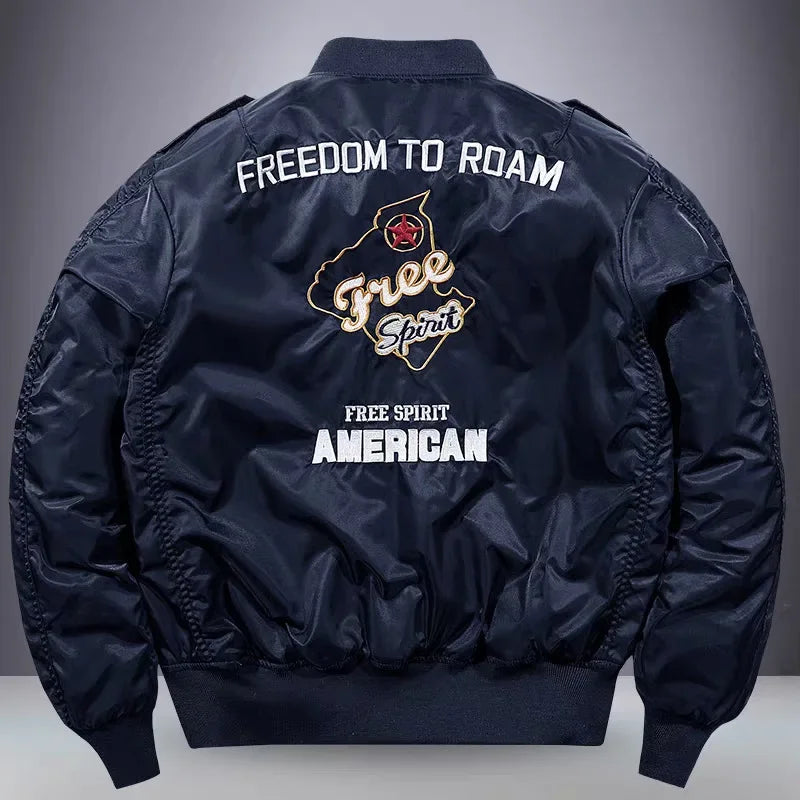 jackets Embroidered Flight Jacket for Men Loose neleeshop