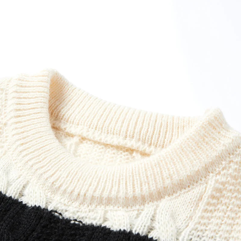 Autumn Winter Color Blocking Stripe Knitting Sweater neleeshop