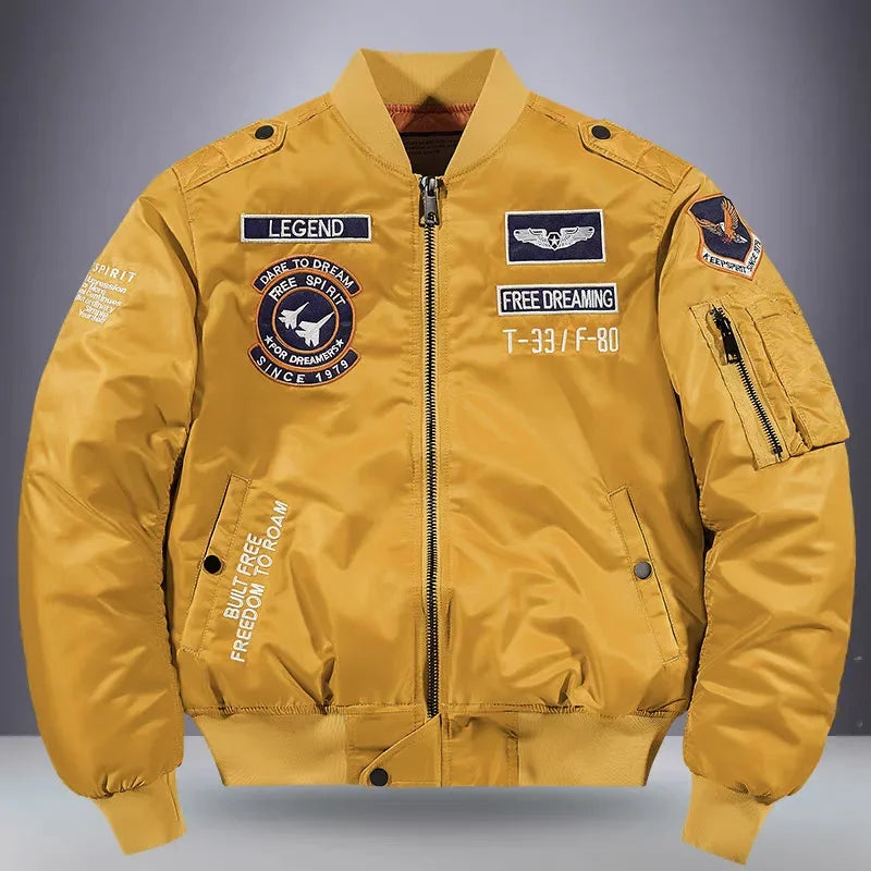jackets Embroidered Flight Jacket for Men Loose neleeshop
