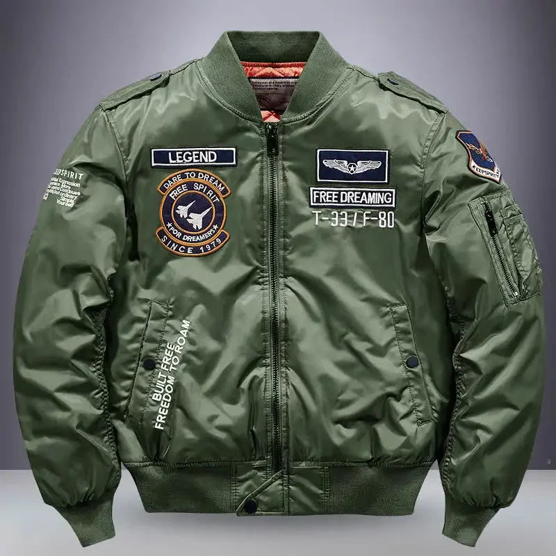 jackets Embroidered Flight Jacket for Men Loose neleeshop