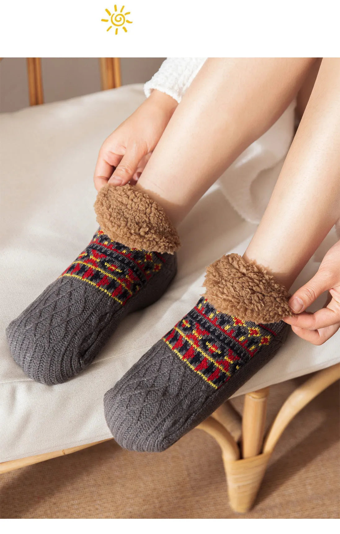 Winter Non-slip Floor Socks Women Men Snow neleeshop