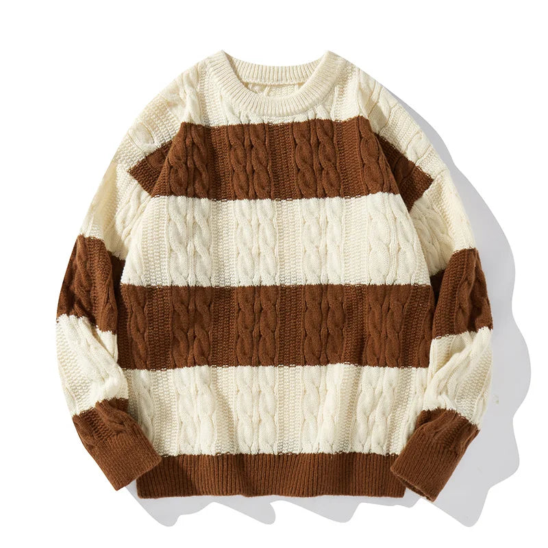 Autumn Winter Color Blocking Stripe Knitting Sweater neleeshop