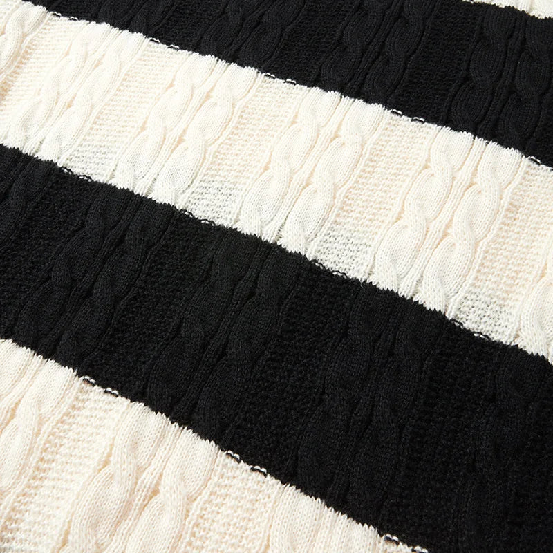 Autumn Winter Color Blocking Stripe Knitting Sweater neleeshop