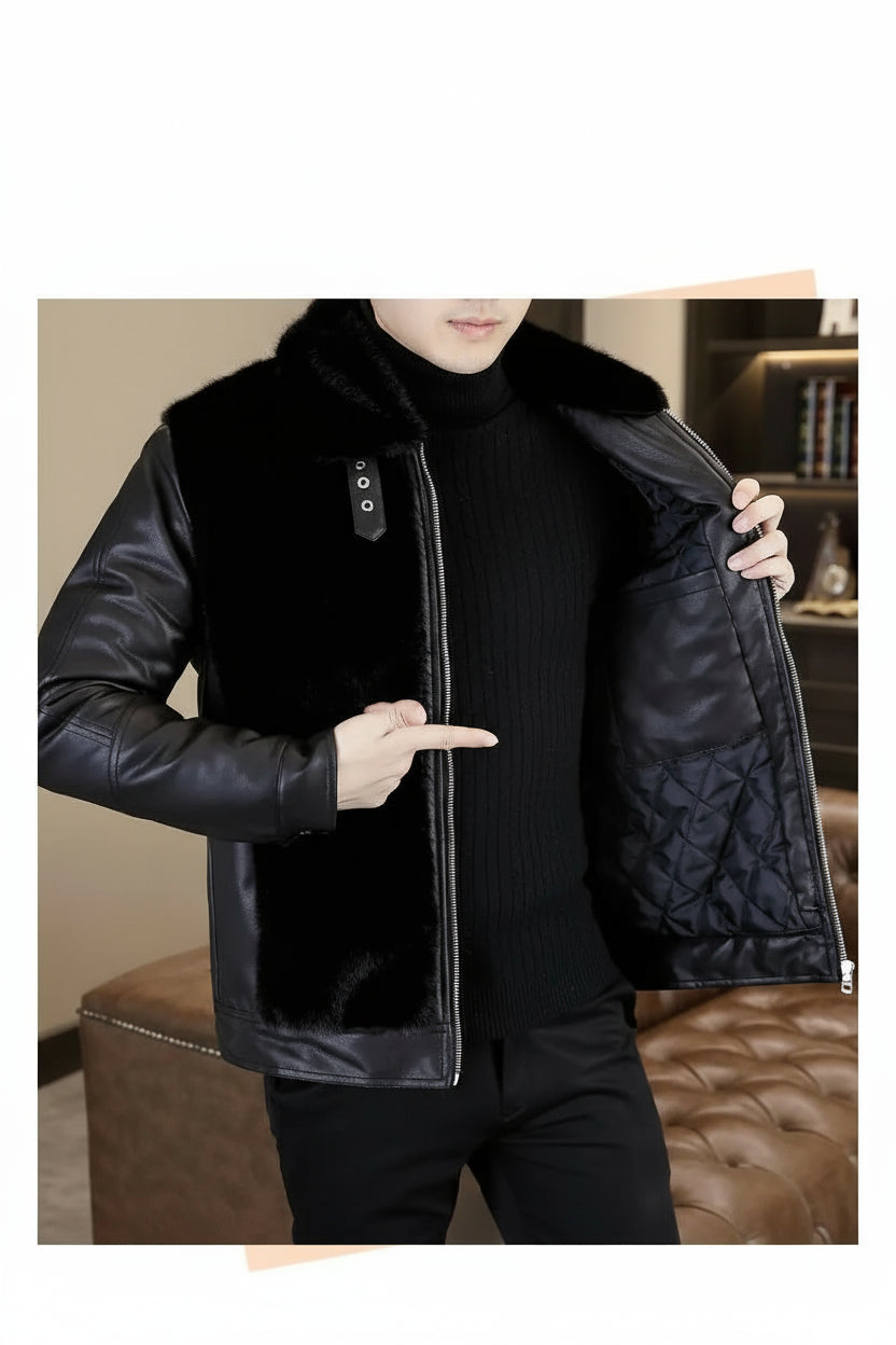 Winter  Fur Leather Jackets Men2024 neleeshop