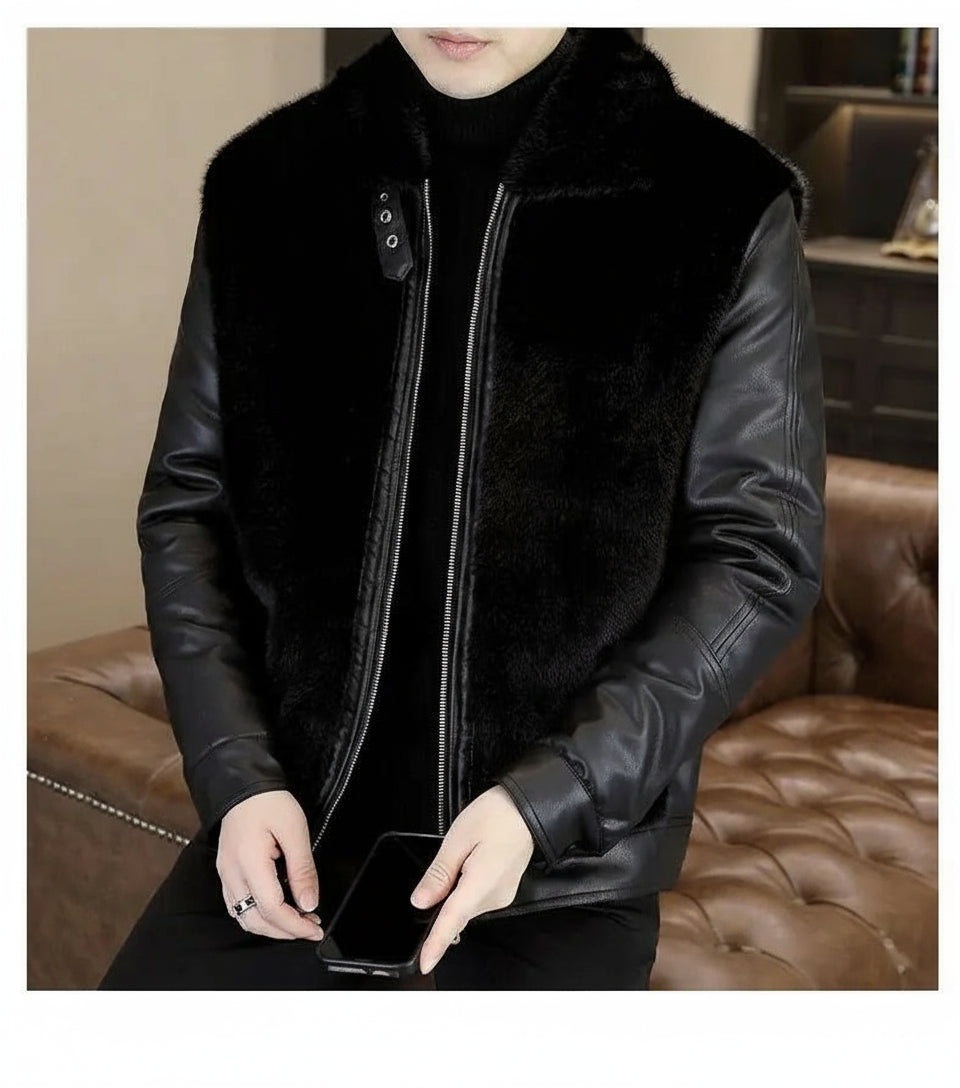 Winter  Fur Leather Jackets Men2024 neleeshop