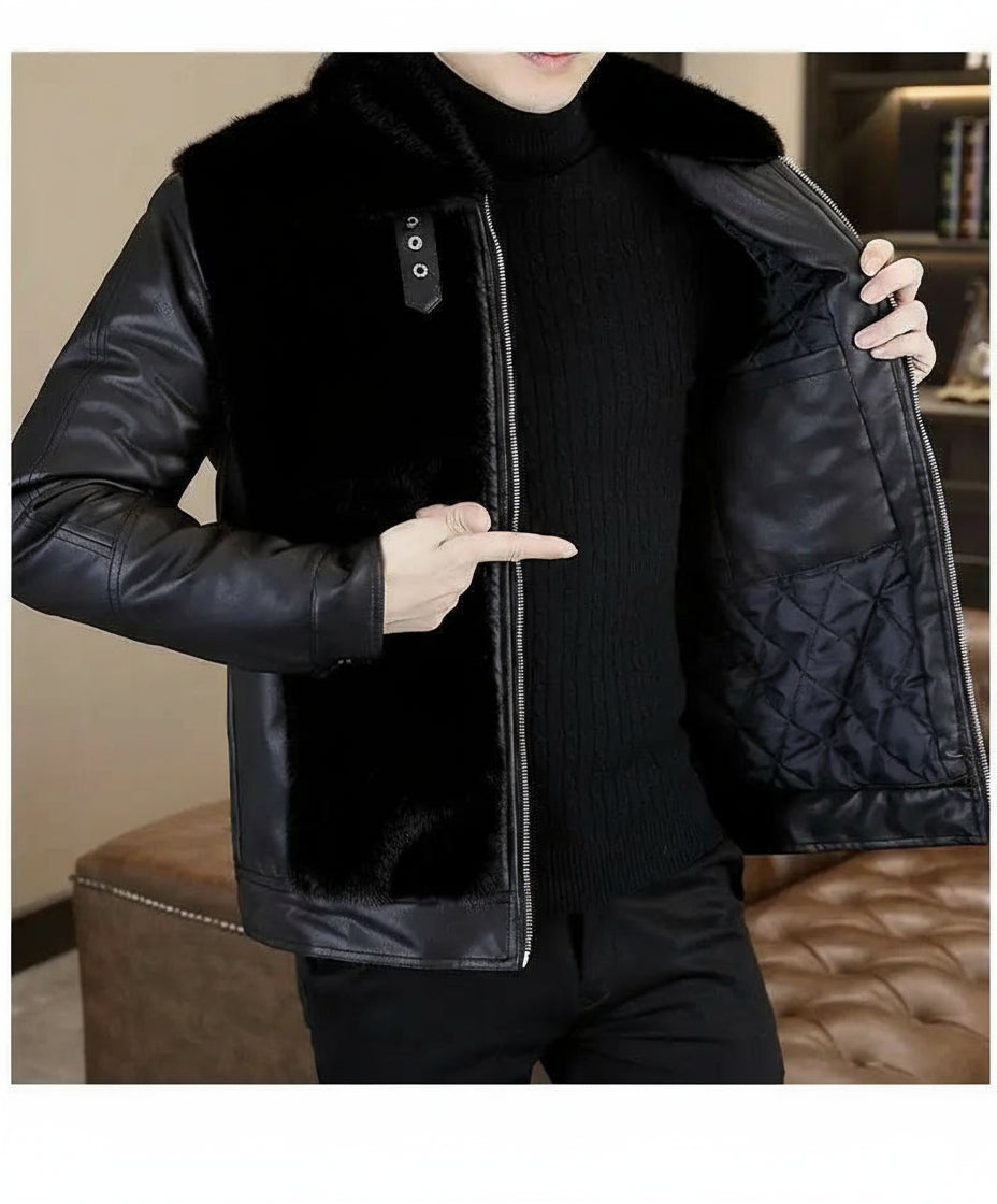 Winter  Fur Leather Jackets Men2024 neleeshop