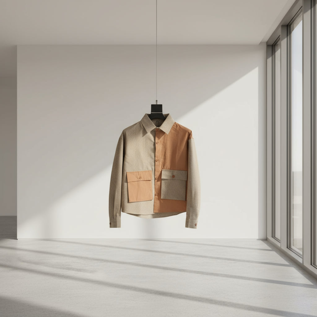 Men's Shirt with Color Blocking Trendy Fit Top neleeshop