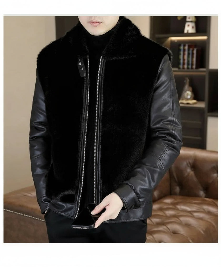 Winter  Fur Leather Jackets Men2024 neleeshop