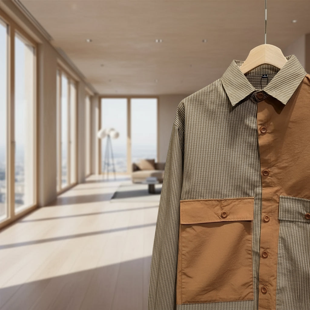 Men's Shirt with Color Blocking Trendy Fit Top neleeshop