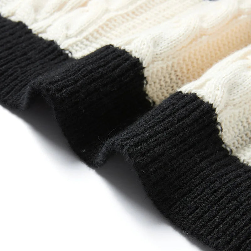 Autumn Winter Color Blocking Stripe Knitting Sweater neleeshop