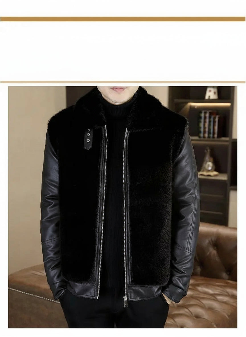 Winter  Fur Leather Jackets Men2024 neleeshop
