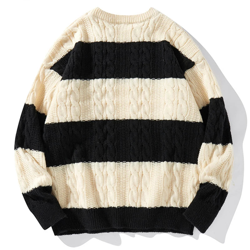 Autumn Winter Color Blocking Stripe Knitting Sweater neleeshop