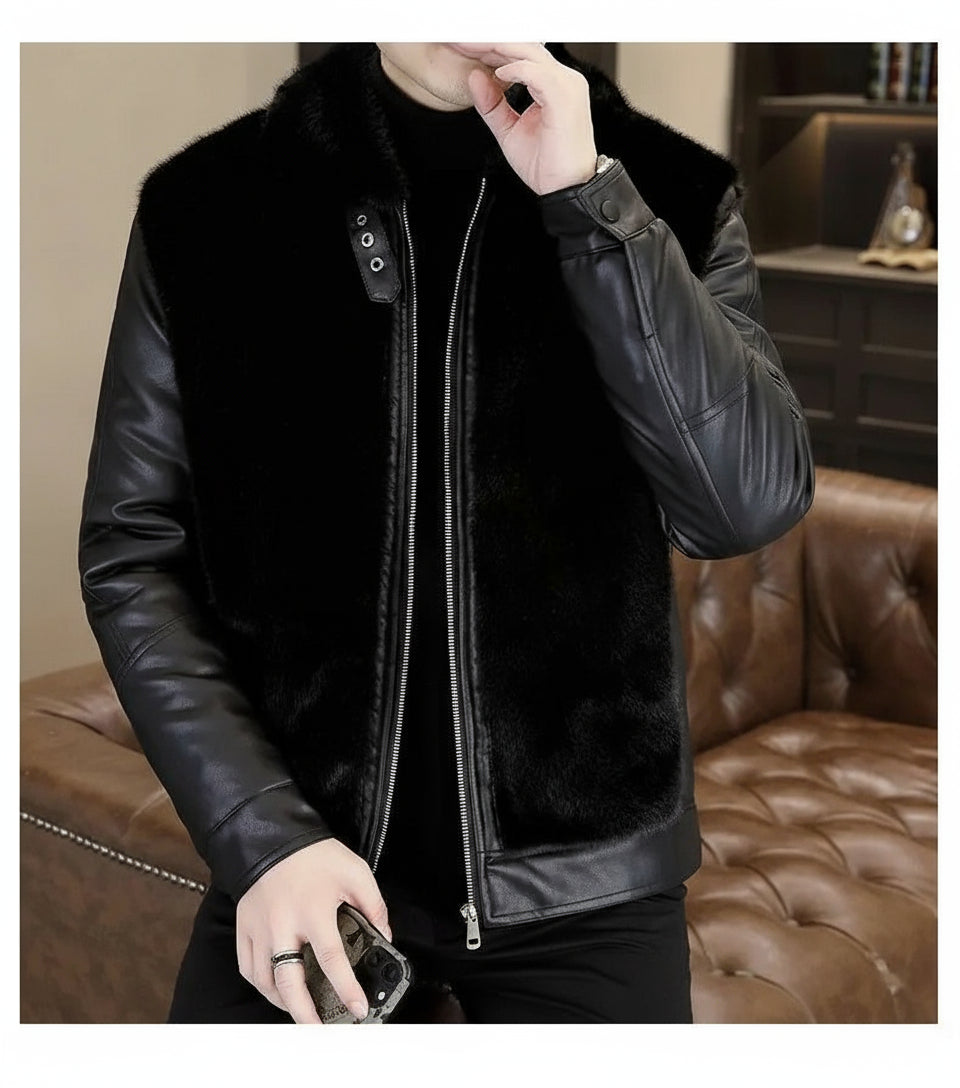 Winter  Fur Leather Jackets Men2024 neleeshop