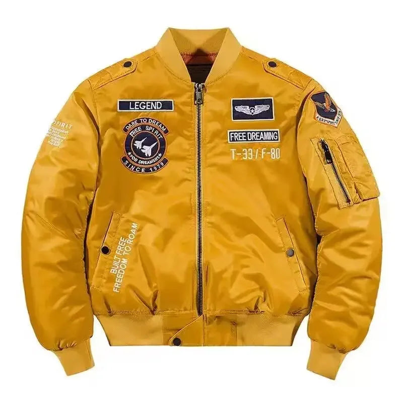 jackets Embroidered Flight Jacket for Men Loose neleeshop