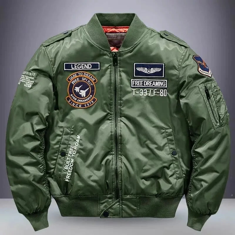 jackets Embroidered Flight Jacket for Men Loose neleeshop