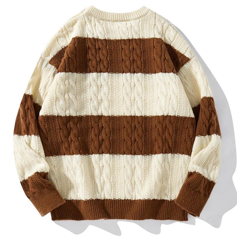 Autumn Winter Color Blocking Stripe Knitting Sweater neleeshop