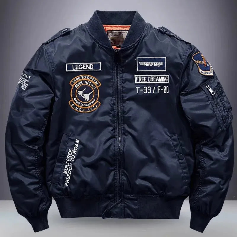 jackets Embroidered Flight Jacket for Men Loose neleeshop